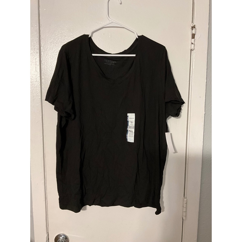 Time and Tru Womens Black Relaxed Fit V-Neck Short Sleeve Tee Shirt XXXL 22 NWT